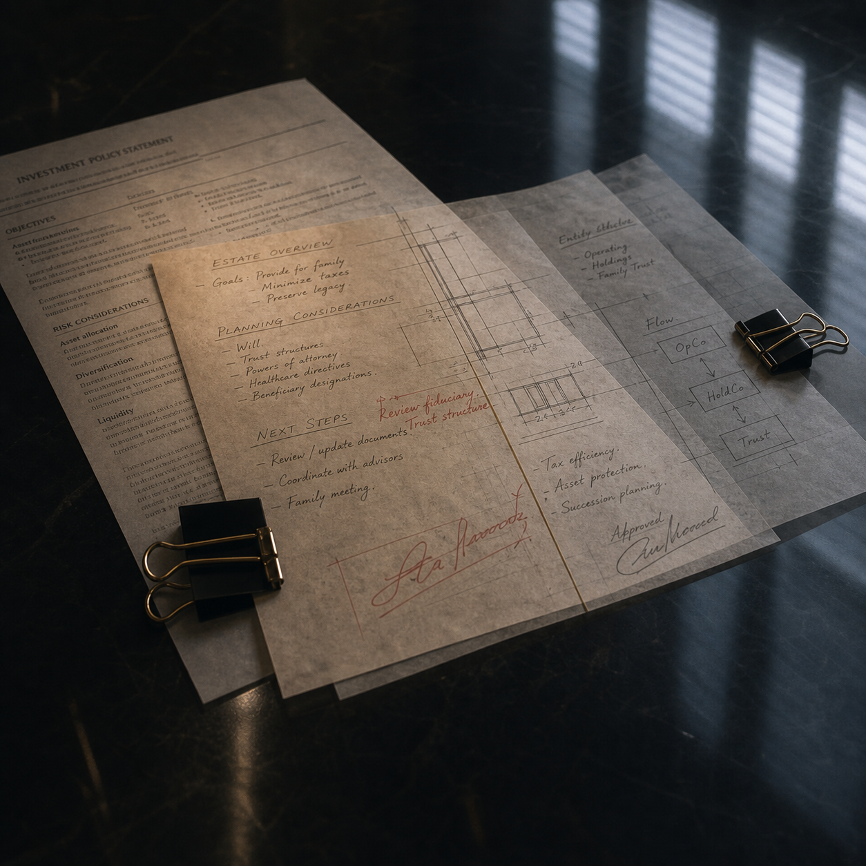 An investment policy and planning ledger used to coordinate decisions